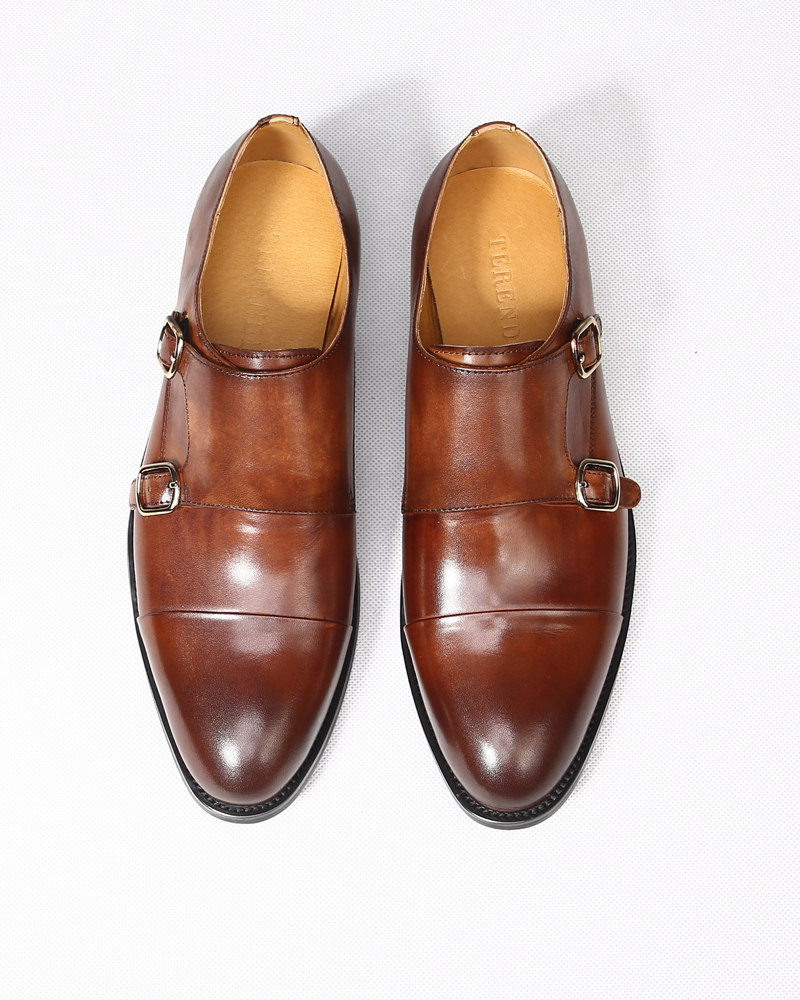 myt德比鞋男潮真头层猪皮正装头层猪皮鞋休闲皮鞋缝制鞋黑色42