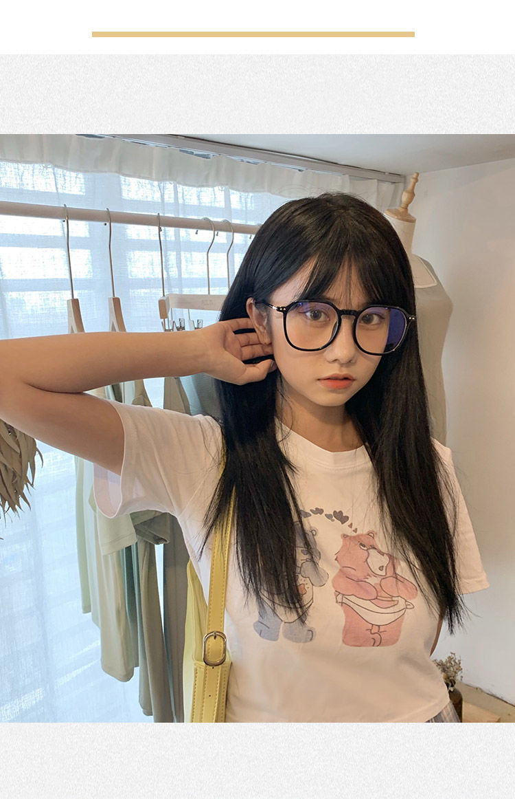 希尔库班平镜女黑框眼镜女学生韩版大框圆脸眼镜有度数护眼睛网红 透