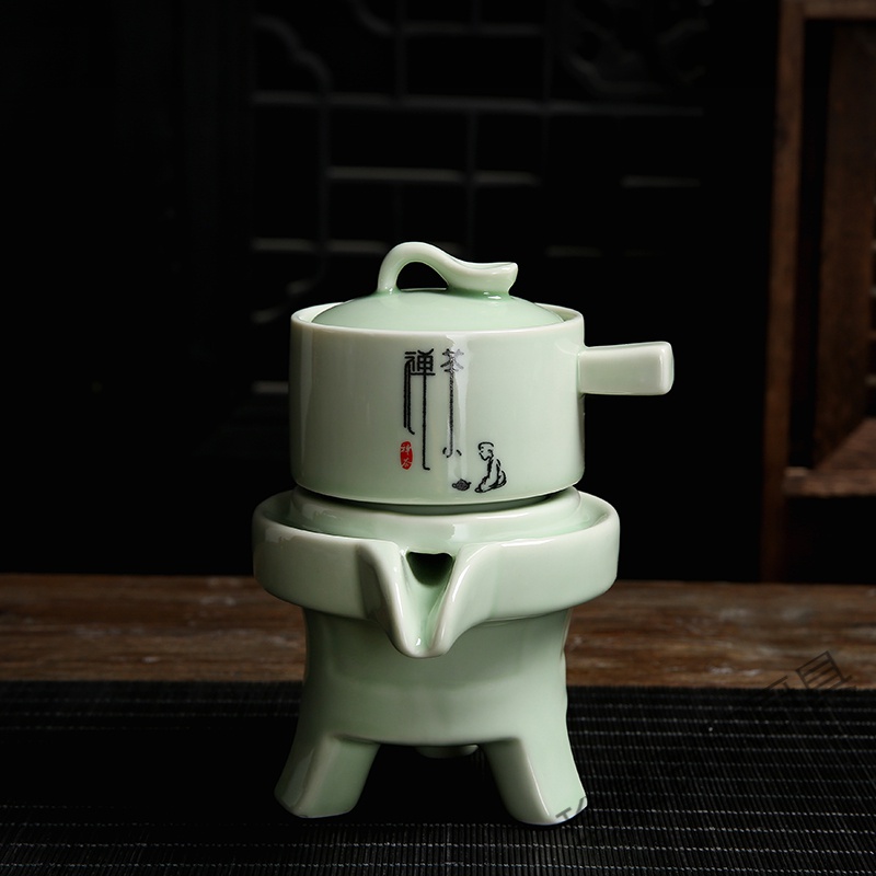 磨盘茶具懒人茶具半自动功夫泡茶器家用石磨茶壶茶海单个泡茶器茶海分