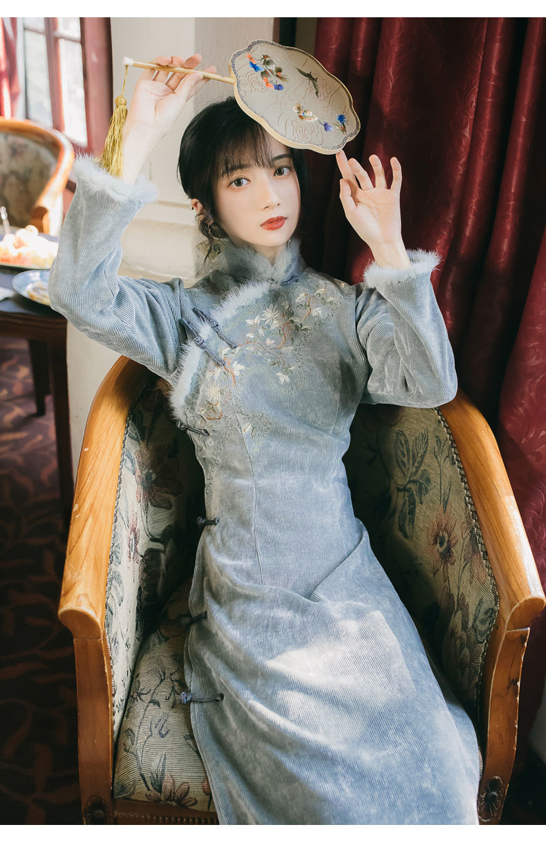 尊尚鸟单两件套秋冬新款改良连衣裙年轻款旗袍中式民族风气质显瘦唐装