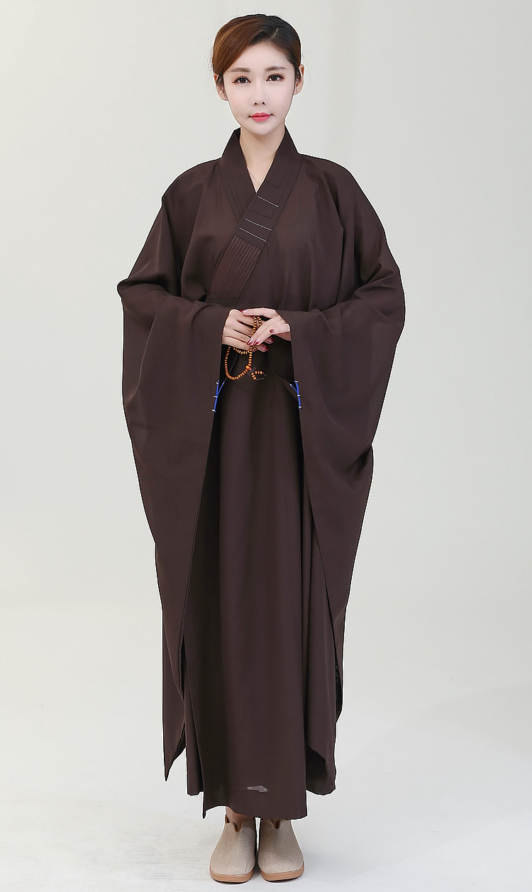 衣普西隆广袖海青居士服男女麻佛教不透明多丽丝大袖海清禅修咖啡色38