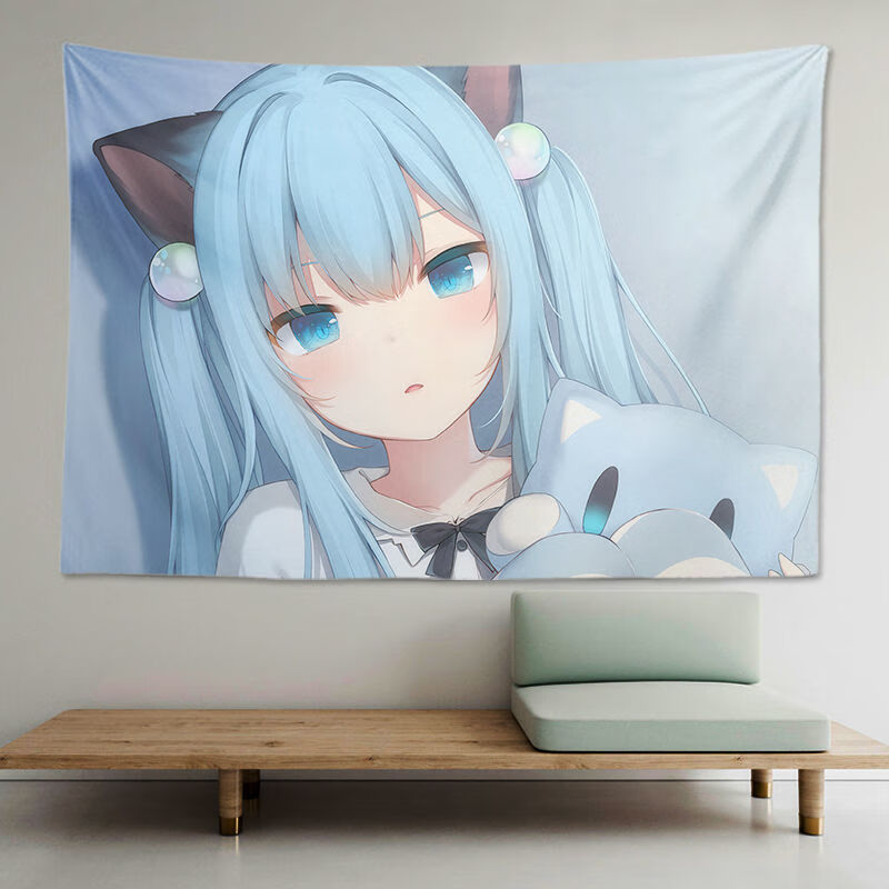 京品优选卡通动漫挂毯猫羽雫背景布甘城老师挂布猫耳女孩猫娘动漫挂毯