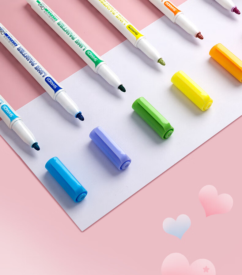 酷力郎双线轮廓笔彩色标记笔用做笔记加粗划重点双线荧光笔创意手账