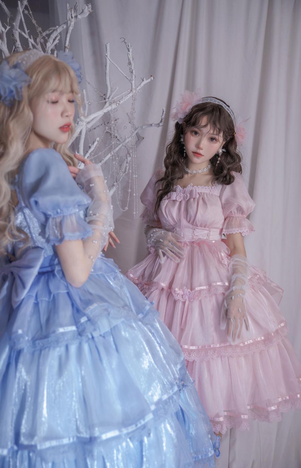 【全款现货】芙拉小姐洛丽塔lolita连衣裙短袖op花嫁华丽法式甜 白色