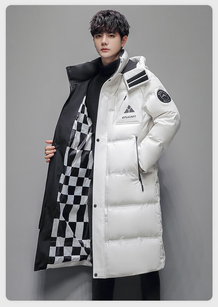 雪中飞(snowflying) 雪中飞羽绒服男士秋冬连帽过膝中长款外套时尚