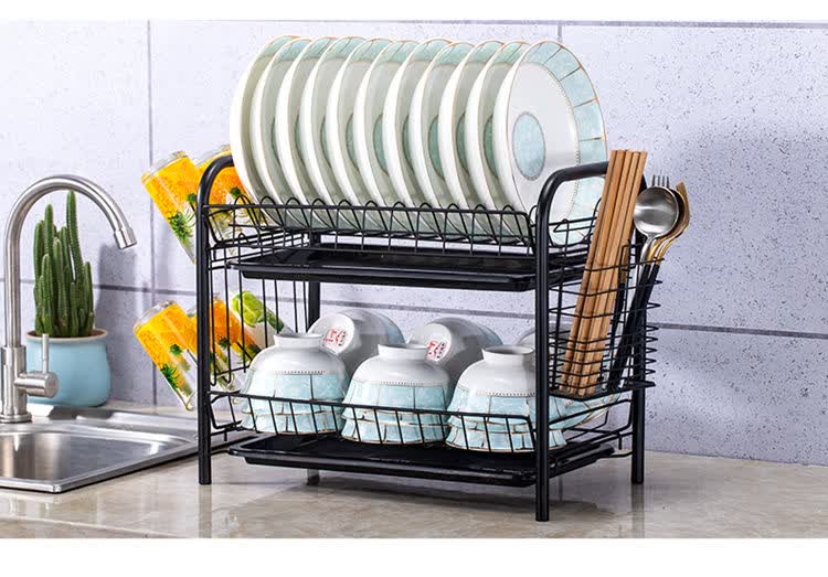 厨房用品置物架沥水架碗架晾放碗碟收纳架子碗筷收纳盒餐具储物架三层