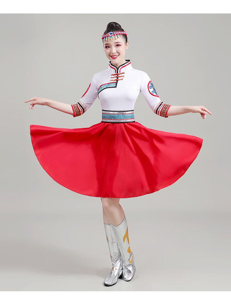 伊必圣蒙古族舞蹈演出服蒙古少数民族服装女夏成人民族舞蒙族舞台表演