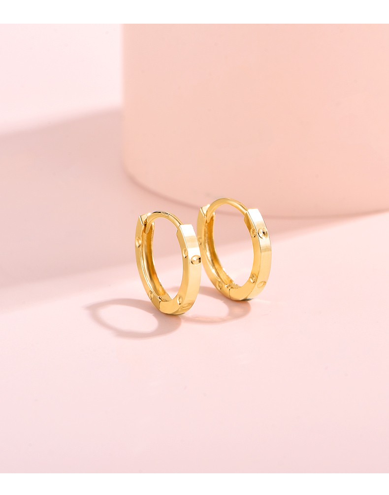 老凤凰黄金耳钉女简约时尚18k黄金耳环精致金耳圈耳饰品耳骨钉一对送