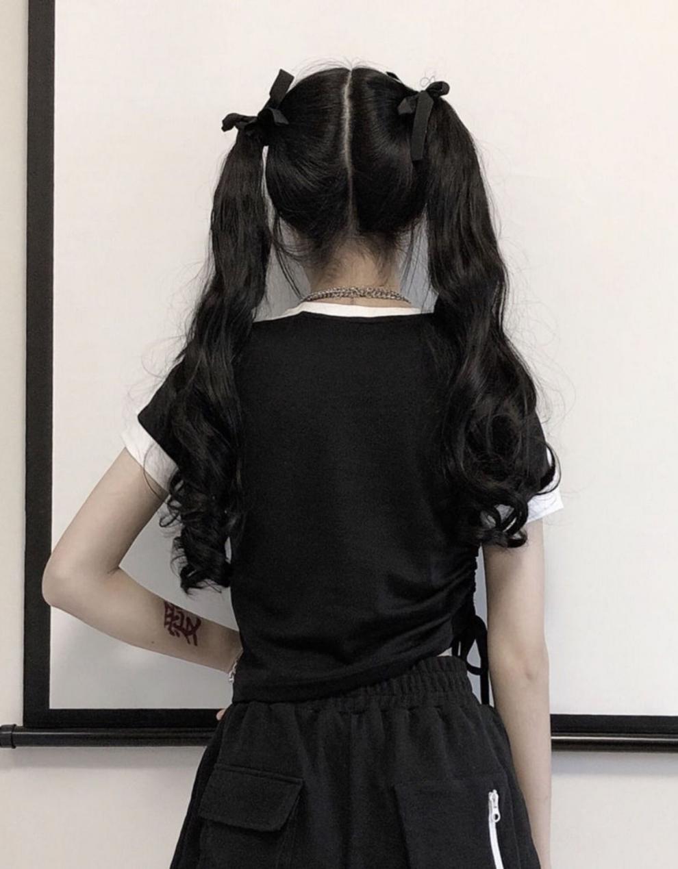 jk假发女高双马尾lolita日系绑带式长卷发萝莉软妹可爱直辫子发饰卷发