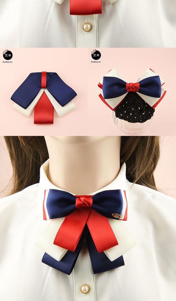 新品领结女领结女士职业领花银行工装制服衬衣蝴蝶结飘带头花套装配