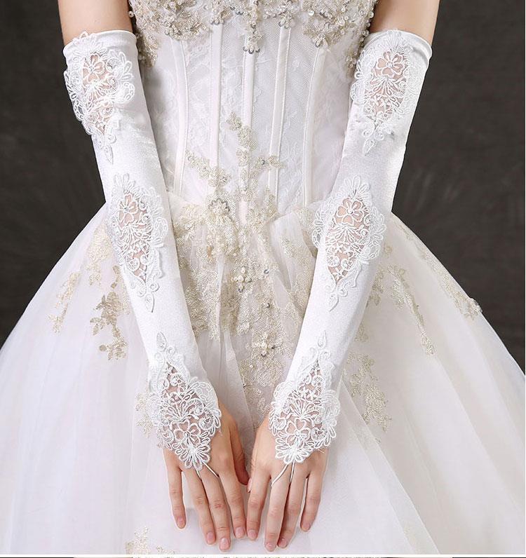 千夏芝新娘手套长款蕾丝新娘婚纱手套结婚蕾丝长款新款冬季加厚保暖晚