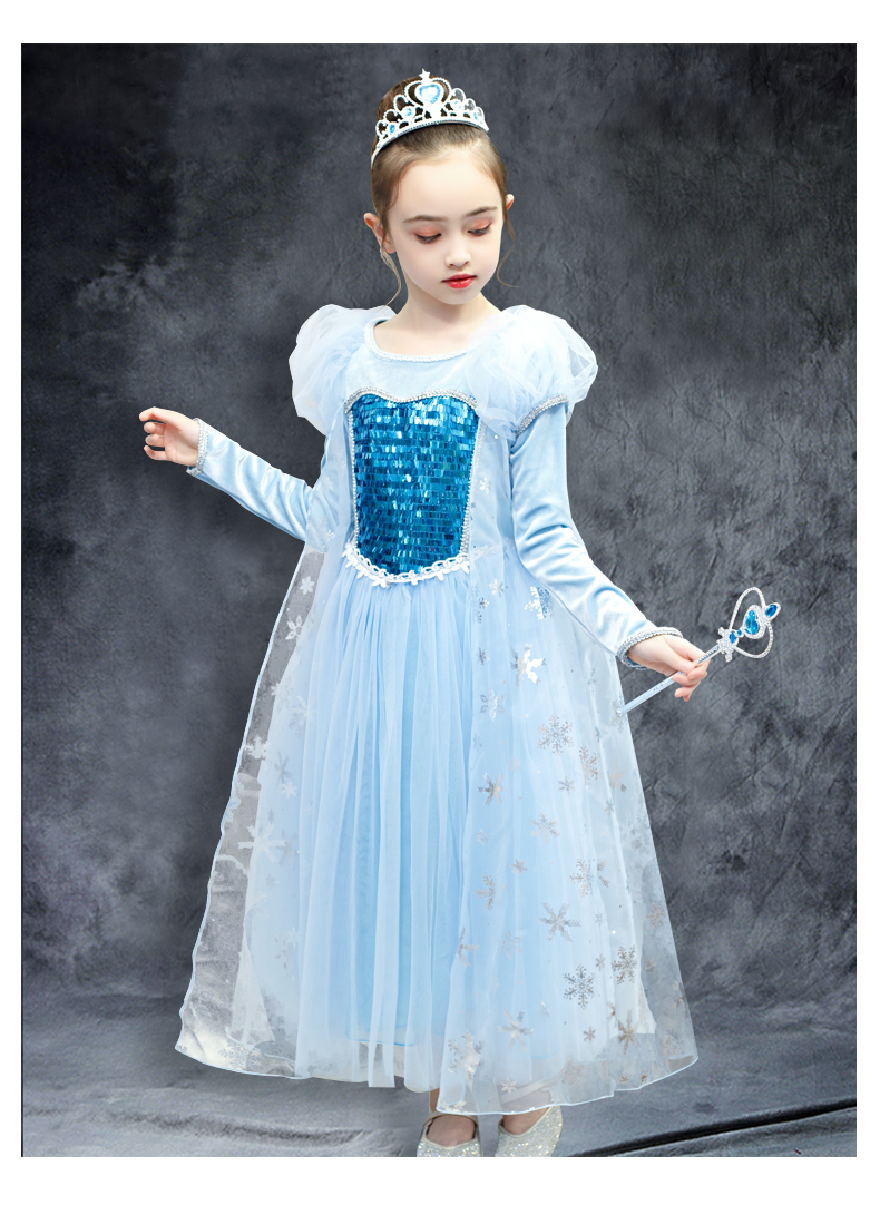 冰雪奇缘艾莎公主裙春秋女童爱沙裙子儿童秋装elsa衣服爱莎连衣缺潮