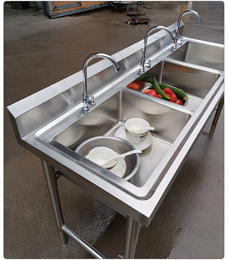 商用不锈钢水池水槽三槽三池单槽双槽洗菜盆洗碗池消毒池酒店食堂三槽