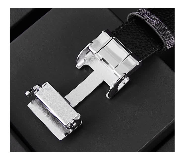 ahrw工字扣头原版皮带男 头层牛皮字母自动扣腰带 休闲百商务裤带 浅