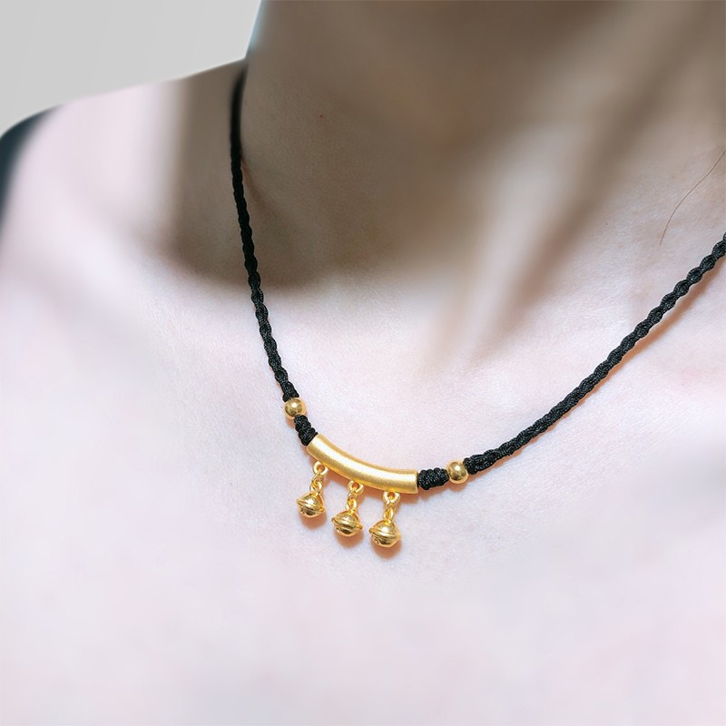 老凤凰【顺丰速运】 999足金铃铛弯管吊坠黄金项链女3d硬金转运珠编织