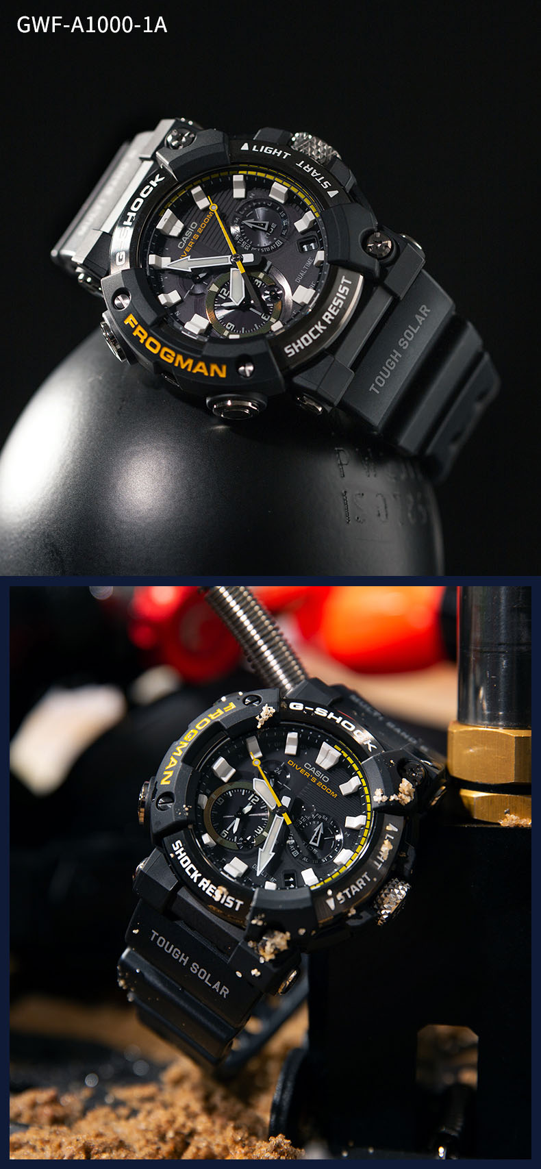 casio卡西欧海神手表gshockxfrogman第七代蛙人系列太阳能碳纤维六局