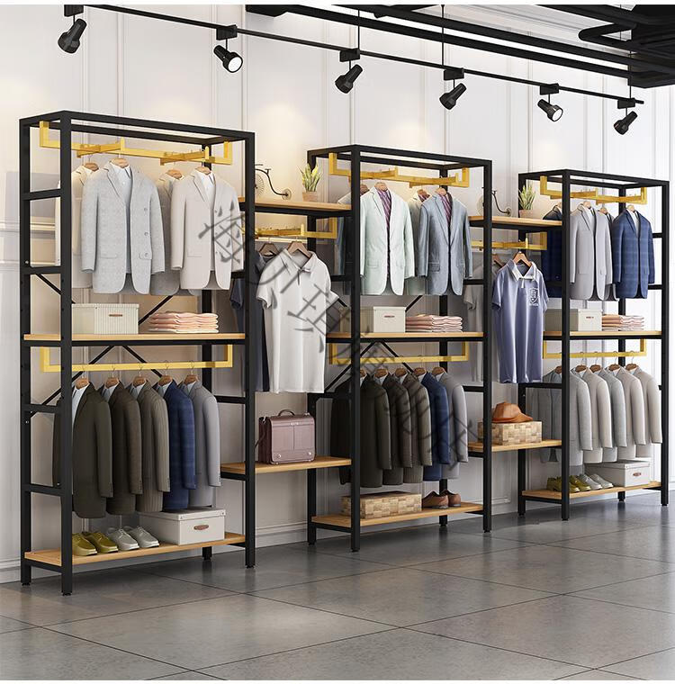 商场衣服展示架服装店展示架男女挂衣架落地式童装双层衣服架母婴店面