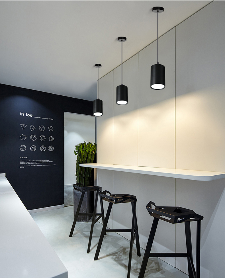 度佳行 明装筒灯 吊线餐厅前台吧台吊灯长桶圆形吊装led射灯10w20w30