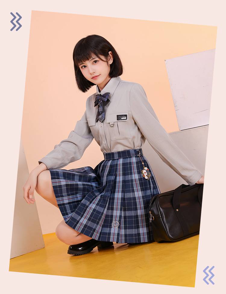 2022新款 破云2吞海衍生服jk制服衬衫格裙快看漫画周边花鱼严江 格裙