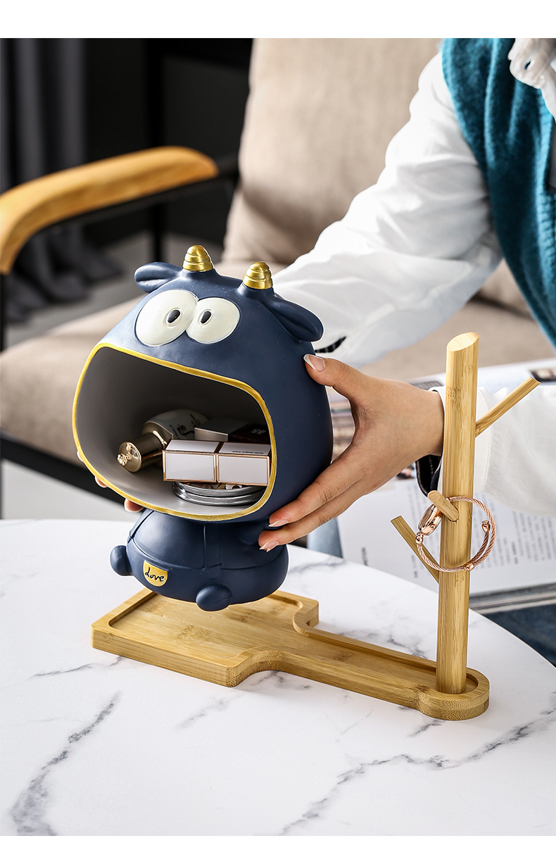 北欧牛年吉祥物摆件创意玄关入门口钥匙收纳创意装饰新年礼品小牛收纳