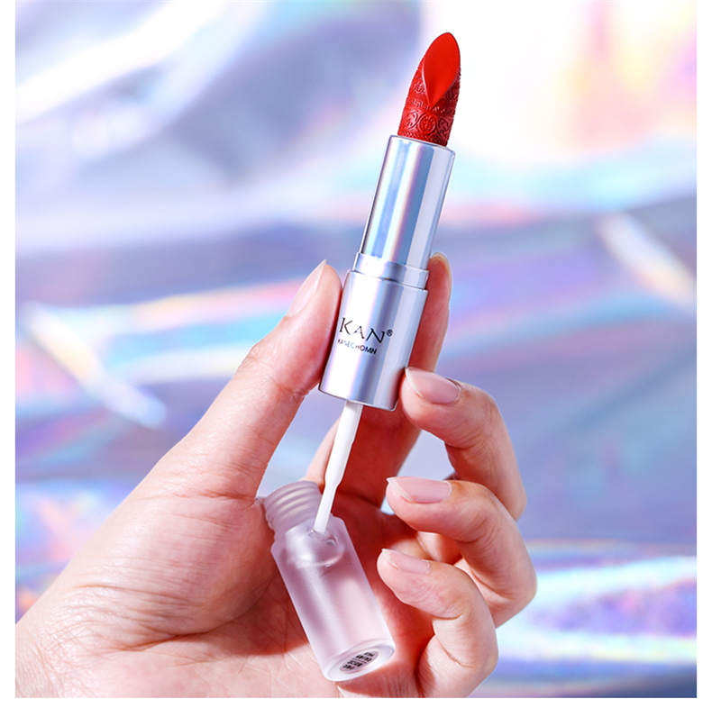 kan丝绒口红哑光雕纹御姐少女不掉色水润不沾杯送女友花仙土橘色女王
