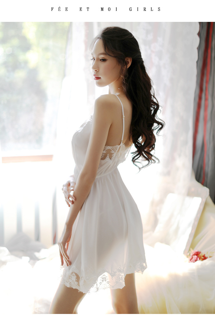 独爱 性感情趣内衣 深v蕾丝透视激情 露背连衣裙刺绣睡袍吊带镂空内衣