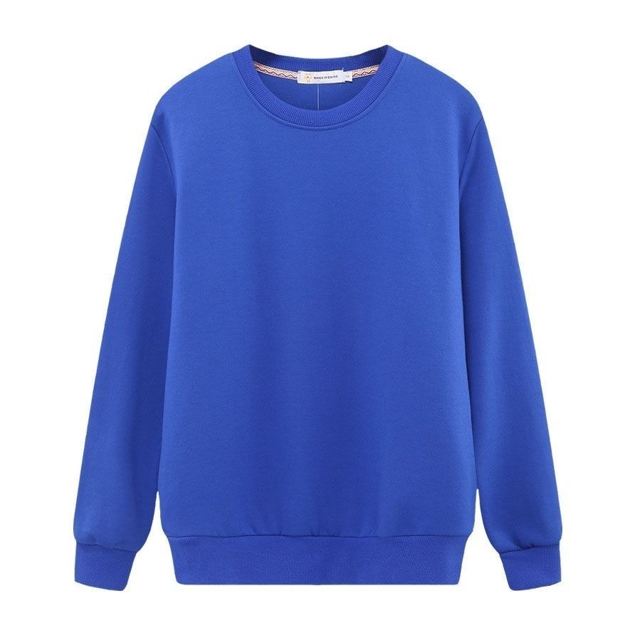 春秋季长袖体恤卫衣男男款韩版圆领宽松纯色休闲百搭大码上衣卫衣黑色