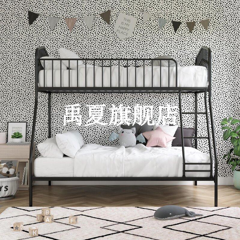 现代母子床上下床铁床小户型1米8儿童床高低铺双层床两层大人 上尺寸