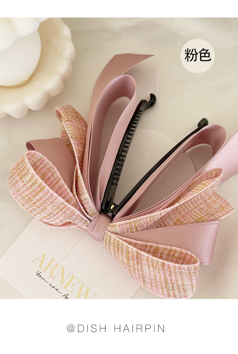 狮子头优雅气质蝴蝶结发夹女超仙后脑勺竖尾夹子头饰香蕉夹发卡发饰