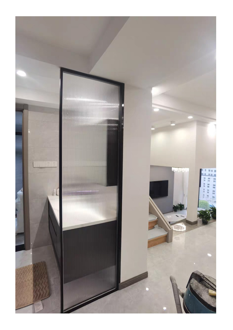 定制极简入户夹丝隔断屏风超白长虹钢化玻璃隔断餐客厅现代轻奢