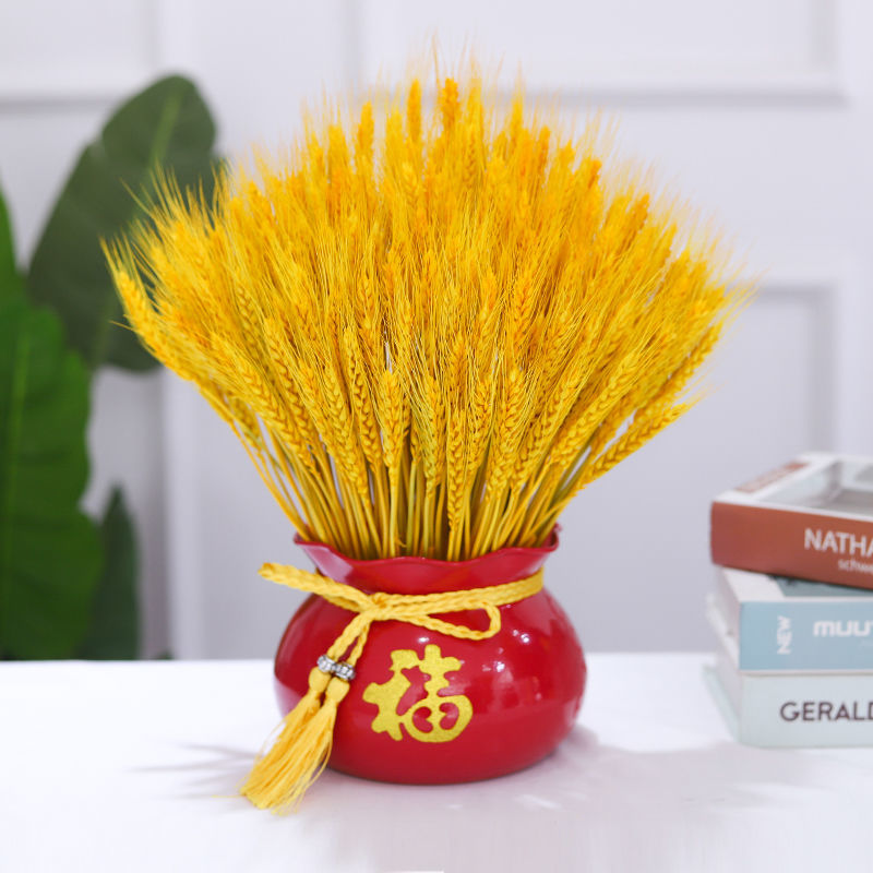 天然黄金麦穗客厅摆件麦穗干花小麦花篮大麦花束开业花篮摆件 麻绳