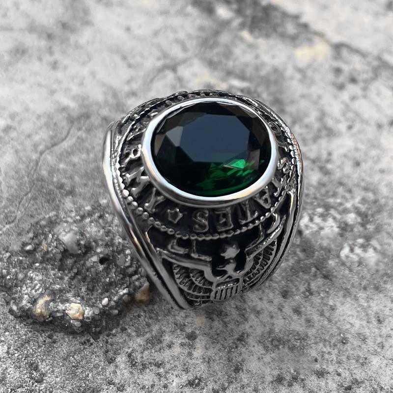 源璐单身食指霸气宝石鹰戒指男士个性hiphop夸张扳指复古钛钢潮男饰品