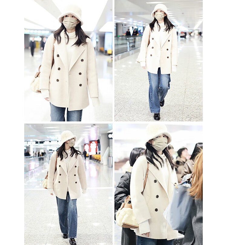 Taipingniao Women's Wool Coat, Master Zhenrou Series, Women's Double-Faced Wool Winter Coat, Fashionable, Gray, Size S 17
