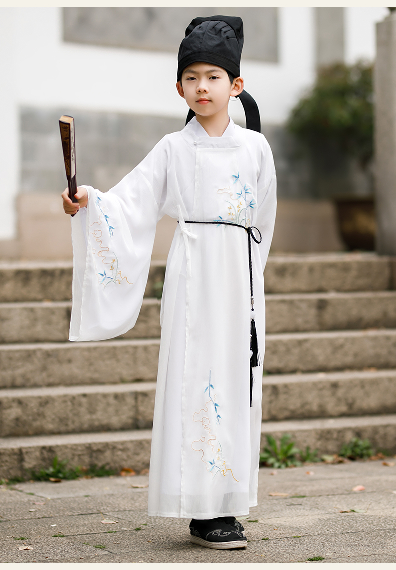 艾吉沃唐朝汉服男童圆领袍唐制儿童古装少爷服仙气飘逸李白演出服容华