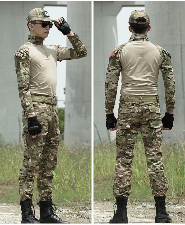 特战服长袖蛙服野战服黑色蟒纹迷彩服套装男女春秋户外野营登山战术服