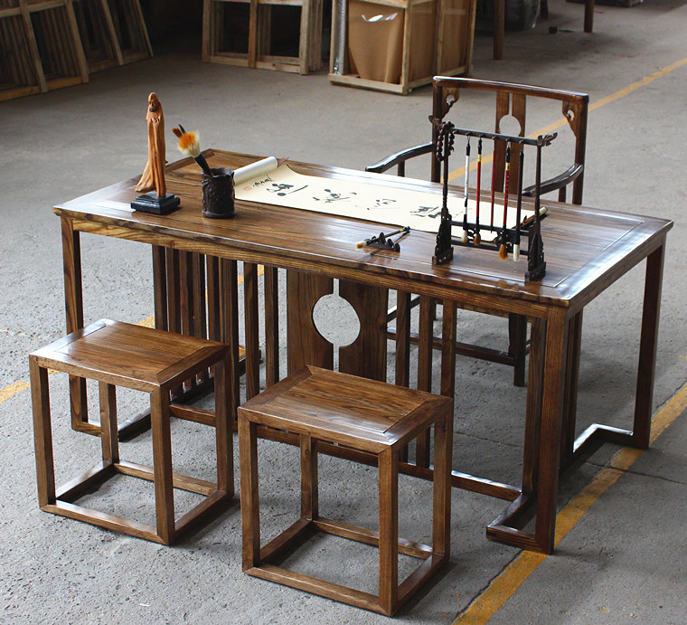 新中式书案书法桌实木书桌书画桌禅意家具国学毛笔桌写字台书案 1米38