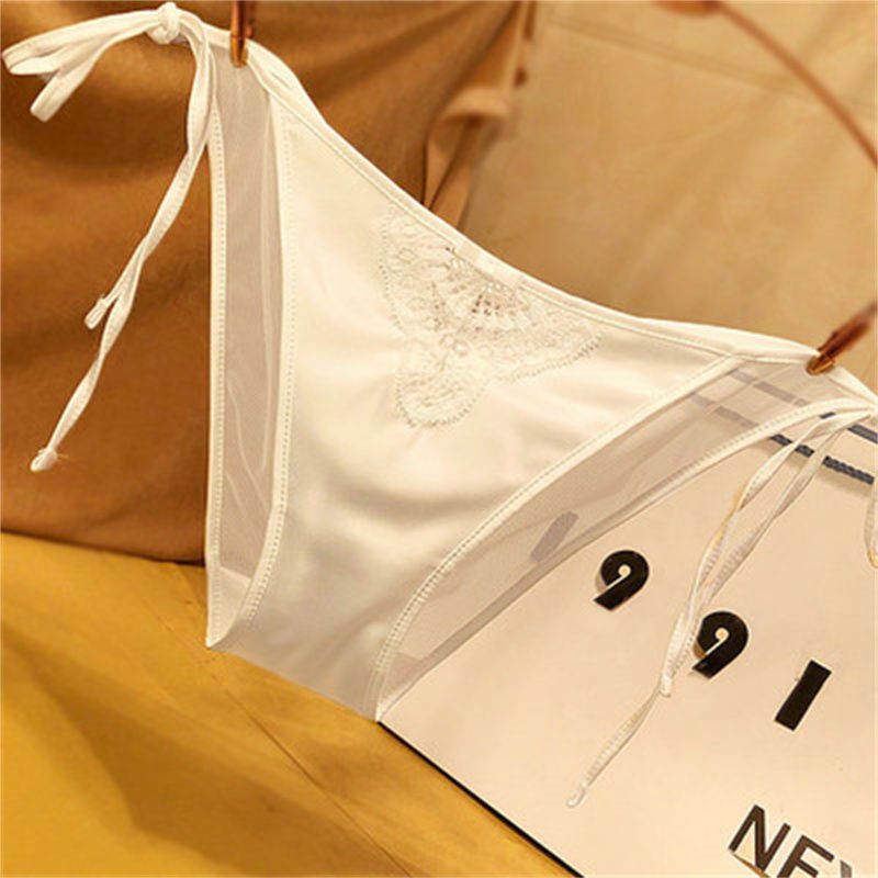 系带内裤女性感绑带系绳新品欧美女子镂空女士诱惑透气少女低腰酒红