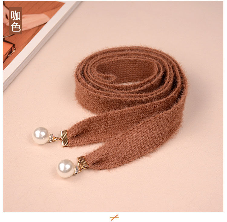 毛线腰带韩版毛衣裙细腰带女百搭连衣裙色裙带子针织衫束腰腰绳米色宽