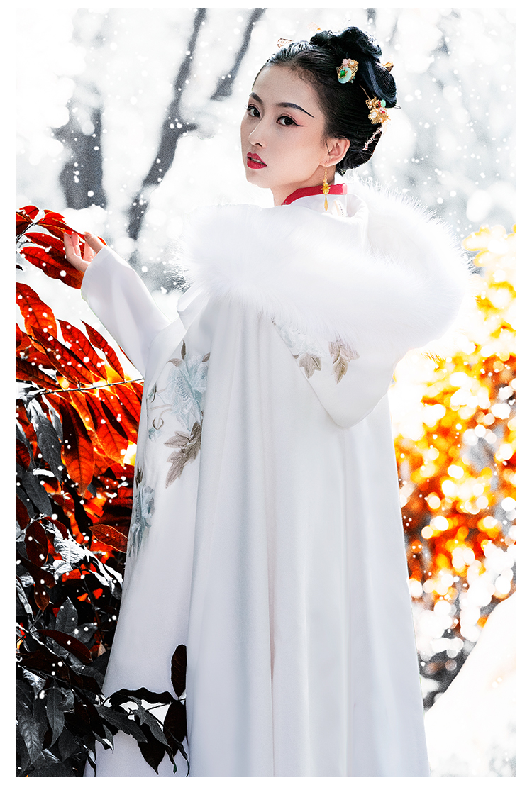 古装汉服斗篷外套女冬古风加绒纳兰词毛领长款加厚中国风披风超仙装