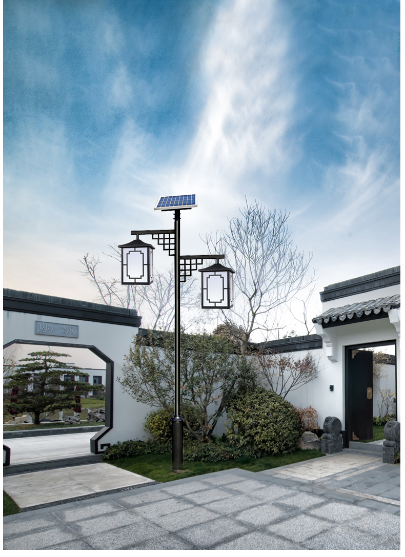 led中式3米太阳能仿古庭院灯市电户外公园防水景观灯复古路灯装饰