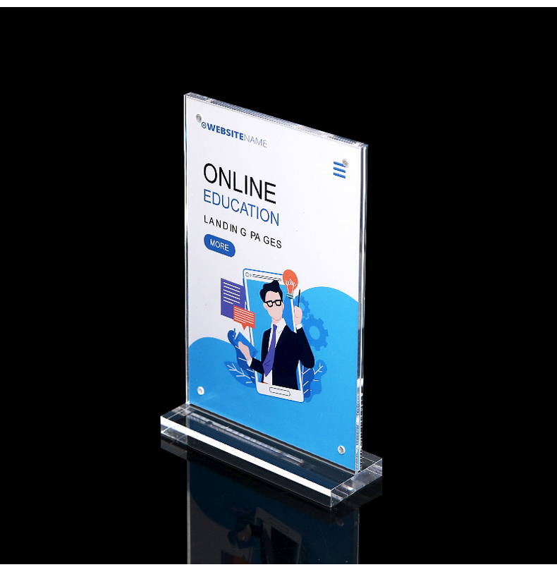 机智芽亚克力强磁桌牌a5t型磁吸台卡 l型透明展示牌水晶台签a4台牌