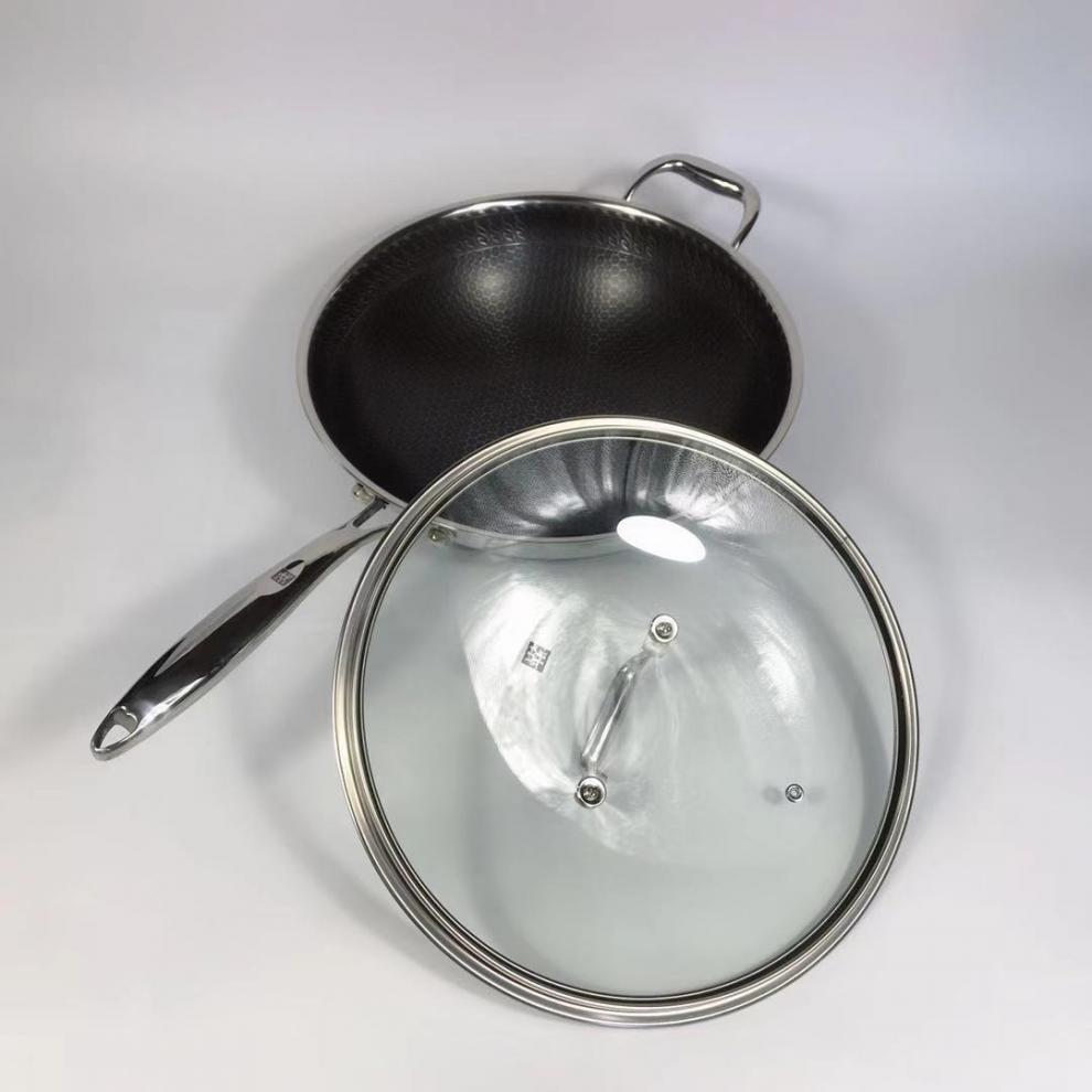 双立人(zwilling) 德国第八代蜂窝不粘炒锅32cm不锈钢无油烟中式 锅32