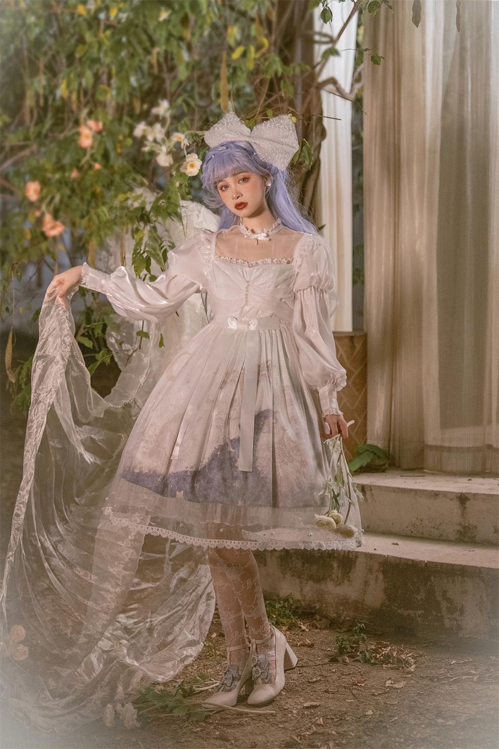 秋冬lolita日常现货洛丽塔华丽款公主裙正版lo裙萝莉洋装白色连衣裙s