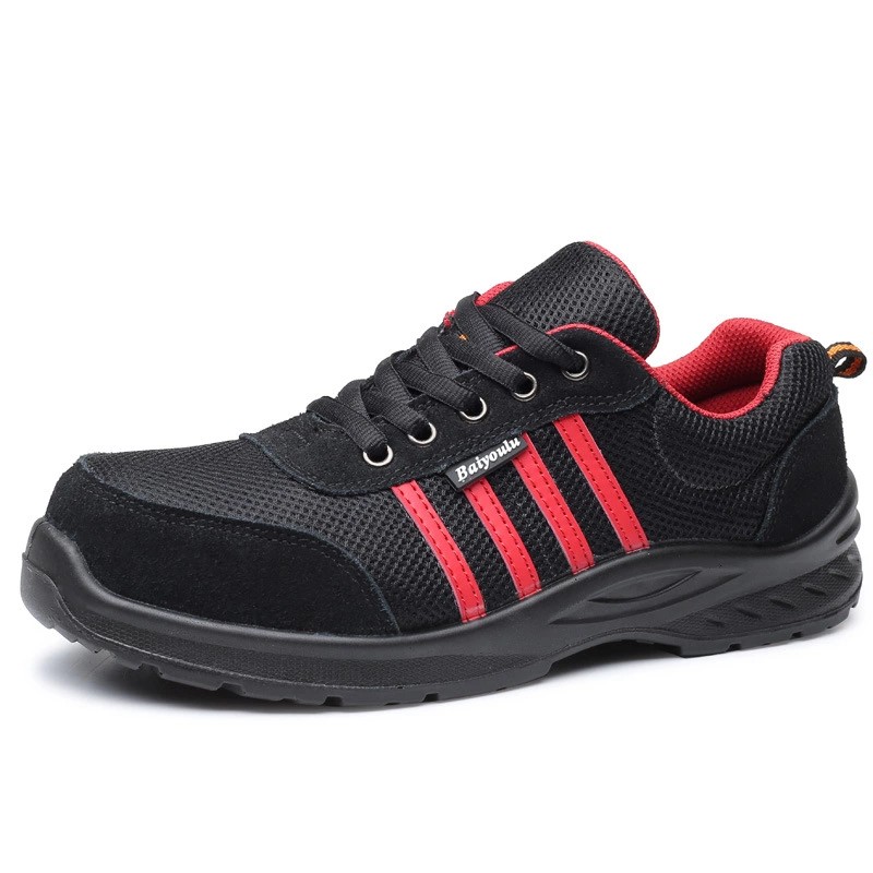 柏油路劳保鞋男透气工作安全鞋女轻便软底功能鞋防砸防刺穿防滑浅灰色