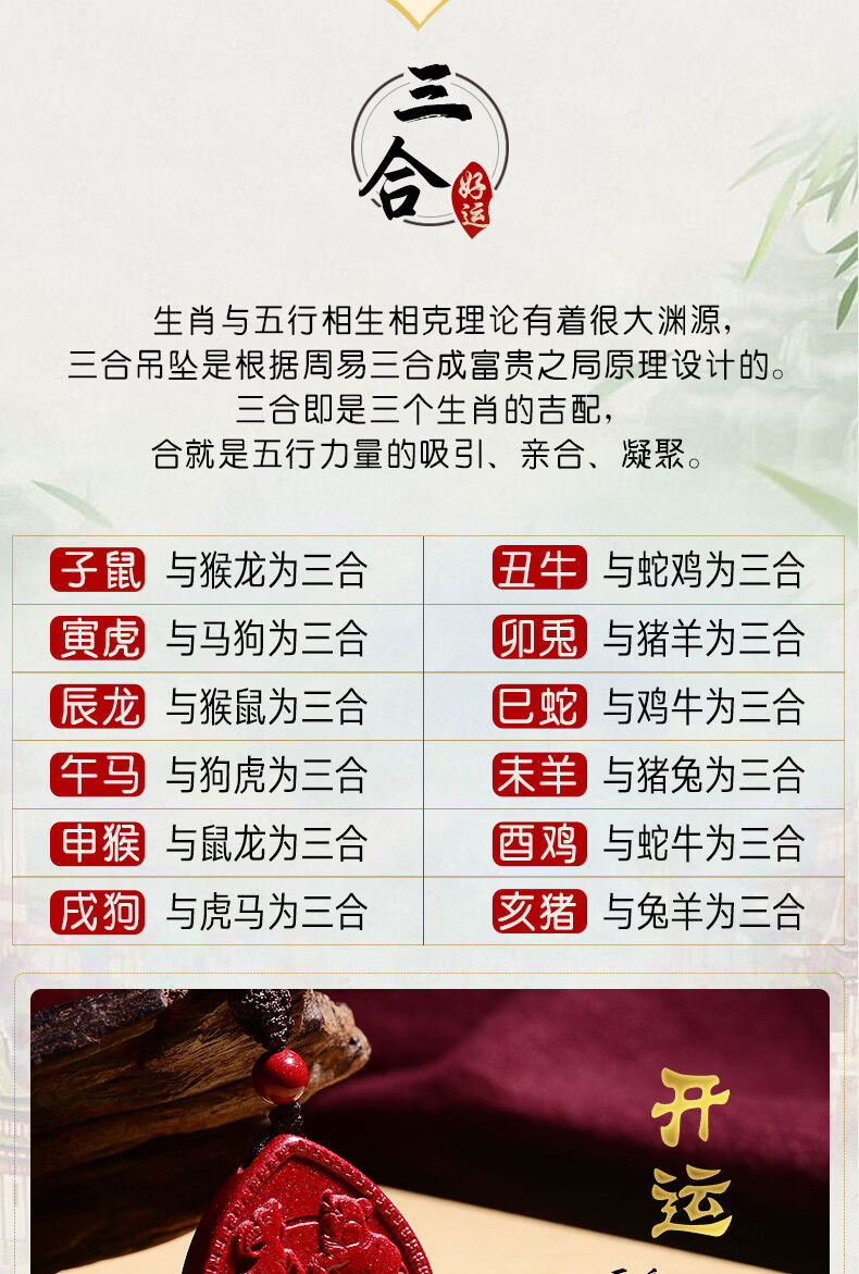 富彪朱砂羊兔赐瑞2022年猪兔羊三合吊坠属猪犯冲太岁化解生肖猪吉祥物