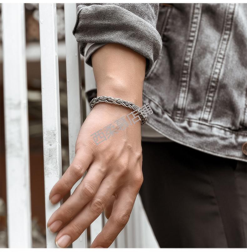 匠925银复古泰银朋克男手链银手链男士潮创意个性手饰品520情人节送男