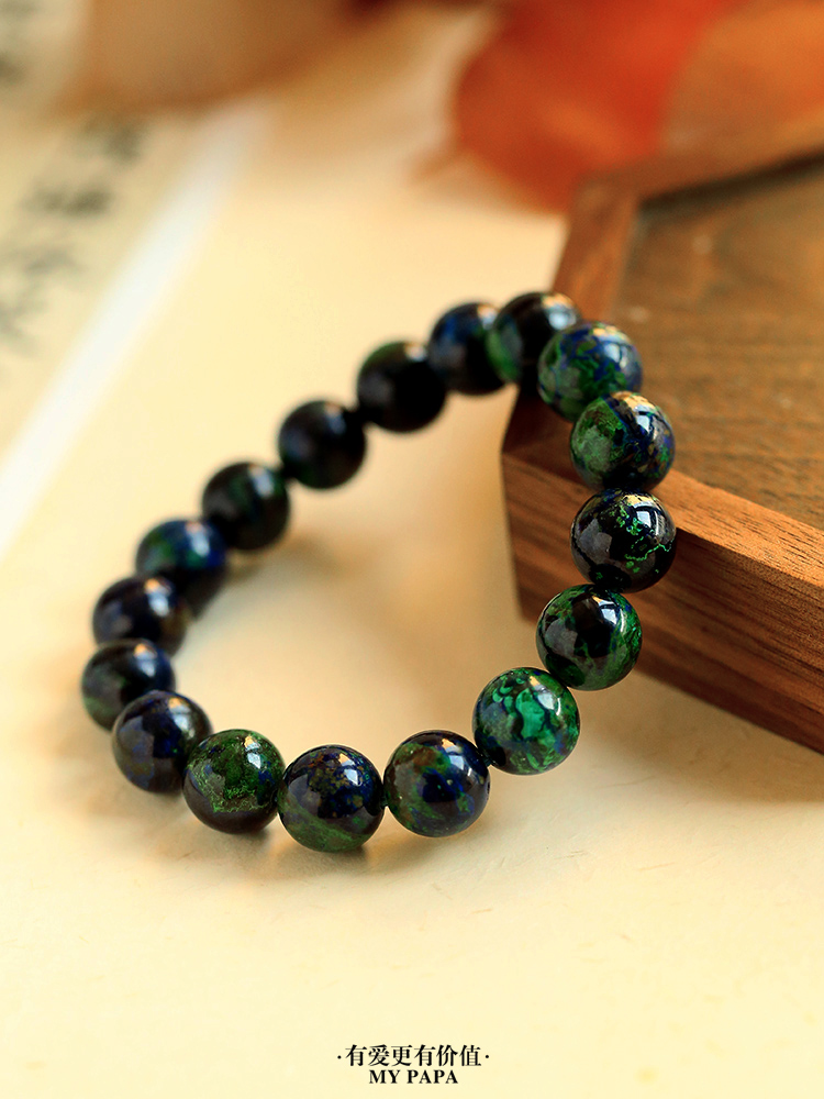 mypapa彩宝115mm收藏料梦幻蓝铜矿简约单圈手链手串女s24316更多请看