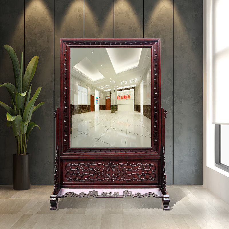 军容镜镜子全身落地新中式警容镜容镜学校银行公司仪容镜实木落地全身