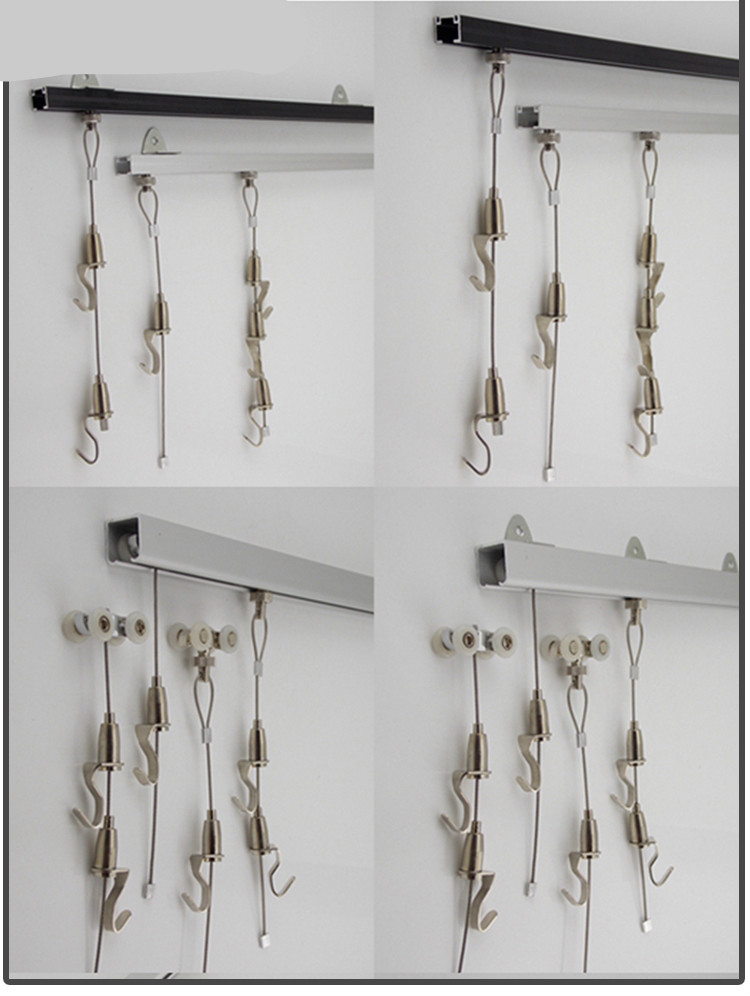 轨道挂画器可调节挂钩移动画轨画展画廊挂镜线槽滑导轨挂画器轨道挂画