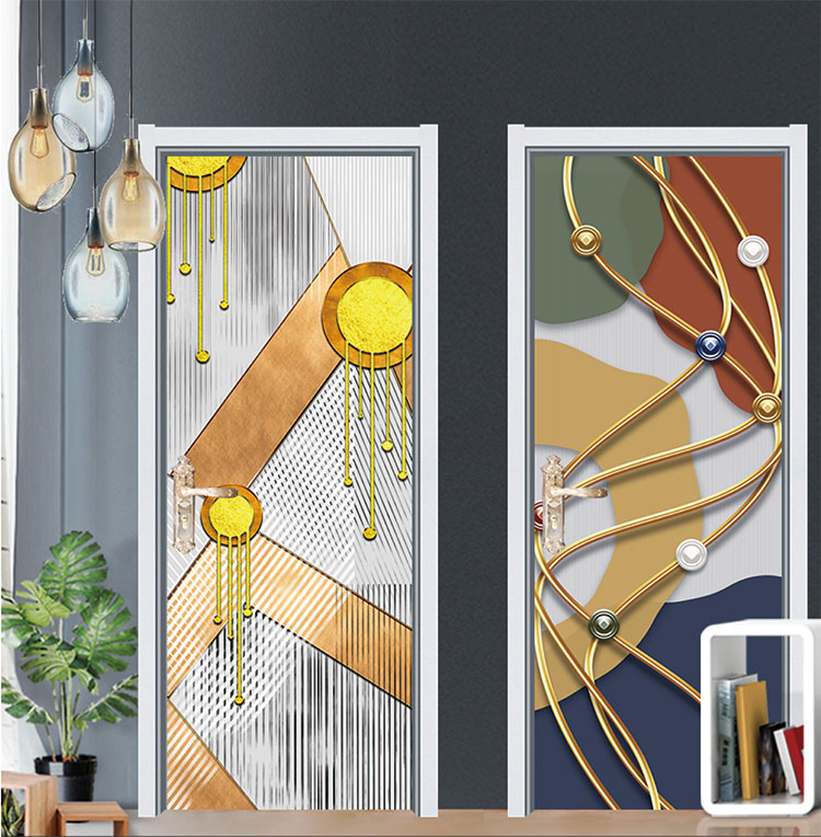 防盗门改色贴膜 门贴纸整张抽象简约客厅防水装饰贴画旧门木门翻新